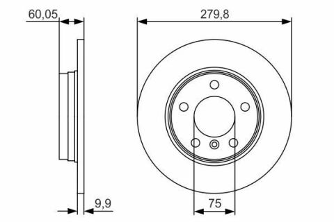 BOSCH Диск гальмівний задн. BMW E36/46 (280*9,9) BOSCH Диск гальмівний задн. BMW E36/46 (280*9,9)