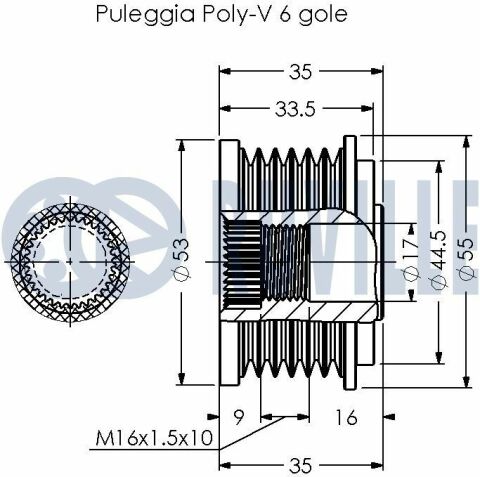 RUVILLE DB Шків генератора C220 T CDI 97-01