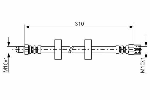 Шланг тормозной (передний) VW Caddy I/Golf I 1.6 D -92 (l=310mm)