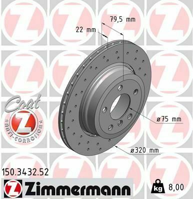 Диск тормозной (задний) BMW X3 (E83) 03-11 (320x22) (с покрытием) (с отверстием) (вентилированный)