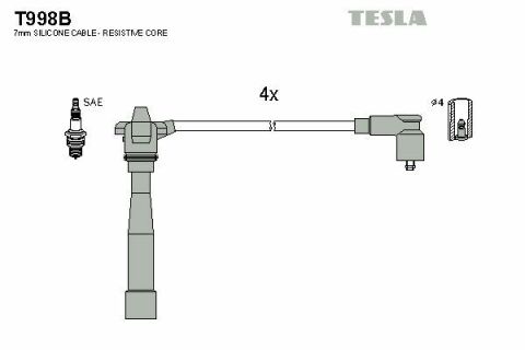 Кабель запалювання к-кт TESLA Lancia 00-03, Fiat 95-01 98 1,6 16V