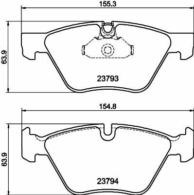 Тормозные колодки перед.BMW 3(E90)/1(E81) 04-13 (ATE) (154,8x63,6x20)