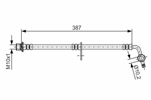 Шланг гальмівний (передній) Lexus LX/Toyota Land Cruiser 98-08 (R) (L=387mm)