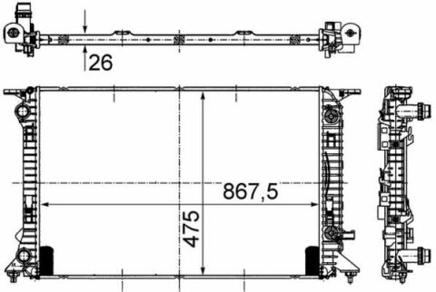 Радиатор охлаждения Audi A4/A5/A6/Q3/Q5 1.4-3.0d 07-16 (АКПП)