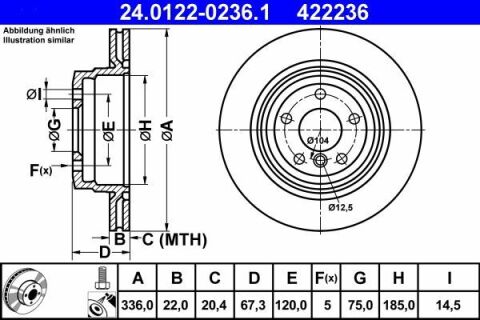 Диск тормозной (задний) BMW 3 (E90/E91/E92/E93) 04-13 (336x22) (с покрытием) (вентилированный)