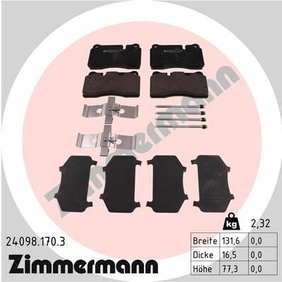 Колодки тормозные (передние) VW Touareg 02- (Brembo) (с аксессуарами)