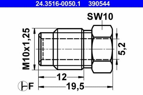 Соединитель тормозной трубки (M10x1.25/10x19.5/d=5.2)