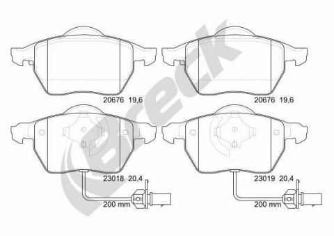 Колодки гальмівні (передні) Audi A4/A6/Skoda Superb/VW Passat 1.9TDI/2.5TDI 96- (з датчиками)