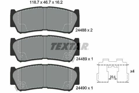 Колодки гальмівні (задні) Hyundai H-1 97-07/Santa Fe 05-15 (Mando) Q+