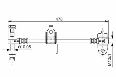 Шланг тормозной (передний) Ford Transit 00-(R) (465mm)