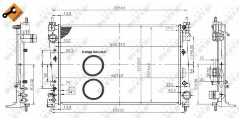 Радіатор охолодження Fiat Doblo/Opel Combo 1.3/1.6/2.0 D Multijet 10-