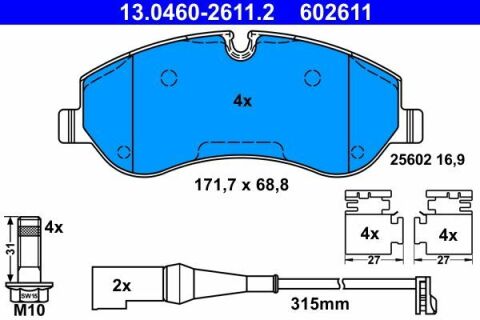 Колодки гальмівні (передні) Ford Transit 12 (BOSCH) (з датчиками)