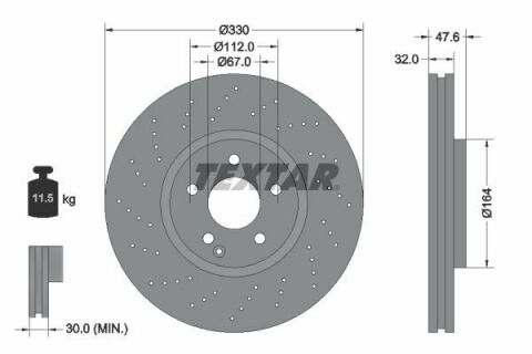 Диск тормозной (передний) MB E-class (W211/S211) 03-09 (330x32) PRO+