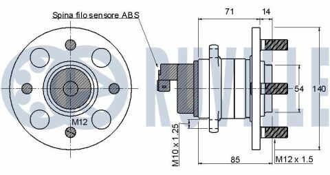 RUVILLE HYUNDAI Підшипник задньої маточини з ABS Accent III 05-,Getz 02-,Kia Rio II,Picanto