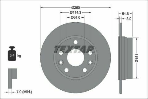 Диск тормозной (задний) Renault Captur/Megane IV 19-(260x8) PRO