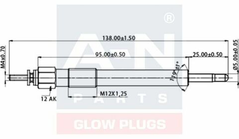 Свеча накала (двойная спираль) 11V Opel Frontera 2,8DTI, Campo 2,5D/TD Trooper 2,8DT ISUZU