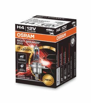Лампа галогенная H4 12V 60/55W OSRAM Night Breaker 200