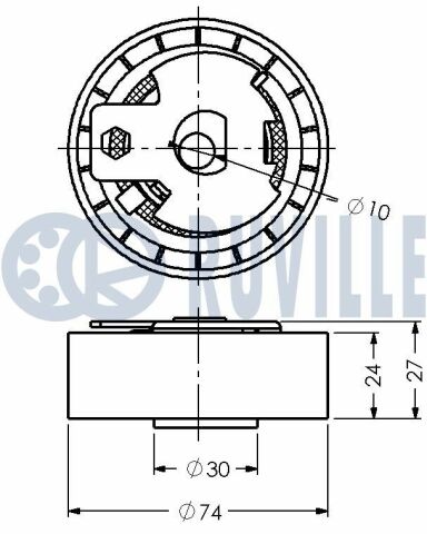 RUVILLE FORD Ролик натягувача ременя FIESTA, FOCUS 1.8DI