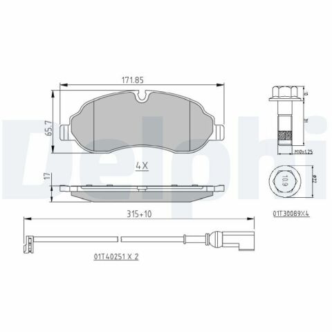 Тормозные колодки (передние) Ford Transit VI/Custom 12- (Bosch) (спарка) (с датчиками)