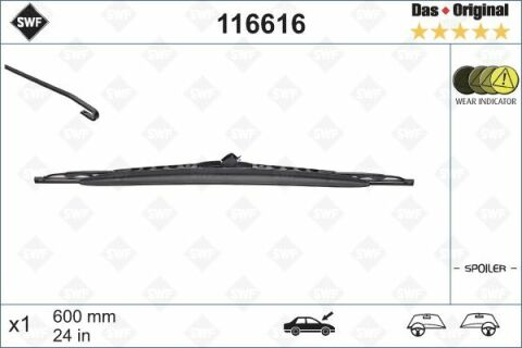 Щітка склоочисника (600mm) Renault Safrane/BMW 7 (E38)/5 (E34) 86-01 (+спойлер)