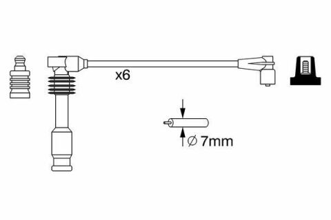 Дріт високої напруги (6шт) OPEL Vectra A/Calibra 2,5i, Omega B 2,5/3,0i B050