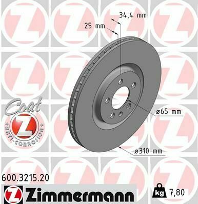 Диск тормозной (передний) Audi A1 10-18/VW Polo 14-/Seat Ibiza 15-17 (310x25) (с покрытием) (вентил.)