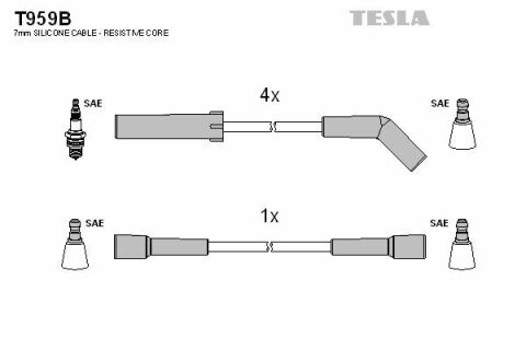 Кабель запалювання к-кт TESLA Citroen XM,Peugeot 605 89-99 2,0