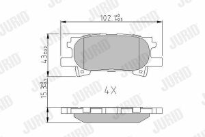 JURID TOYOTA Тормозные колодки задн.Lexus RX300 03-