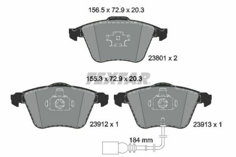 Колодки тормозные (передние) VW Passat 05-10/Skoda Superb 08-15 (с датчиком) (Ate-Teves) Q+