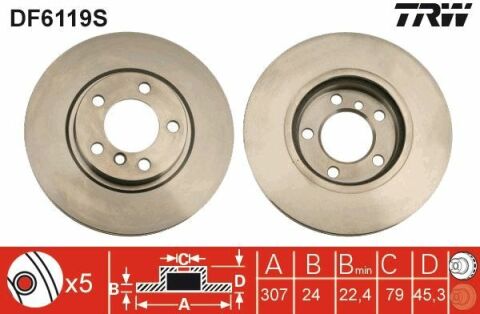 Диск тормозной MINI Countryman/Cooper S "F D=307mm "10>>