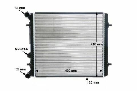 Радіатор охолодження VW Golf IV 1.4-1.6 97-06/Skoda Octavia 1.4/1.6 96-10 (-AC) (МКПП)