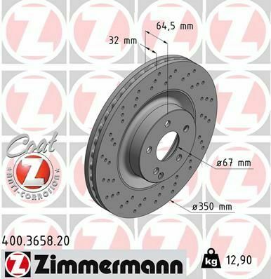 Диск тормозной (передний) MB S-class (W221)/E-class (W211) 03-13 (350x32)(с покр)(с отверстиями(вентил)