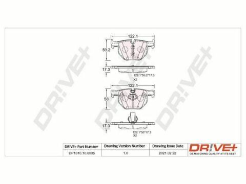 DP1010.10.0895 Drive+ - Гальмівні колодки до дисків