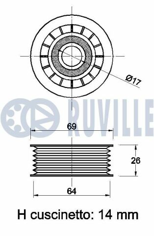 RUVILLE DB Ролик натяж. канавочный M112/OM611 VW/AUDI 2,5TDI 97-