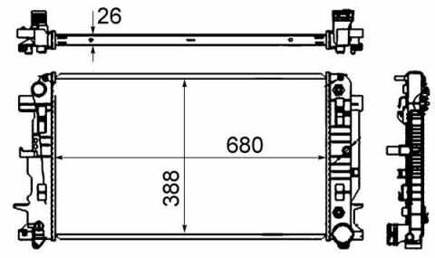 Радіатор охолодження MB Sprinter 06- (+AC, АКПП) (388x680x26)