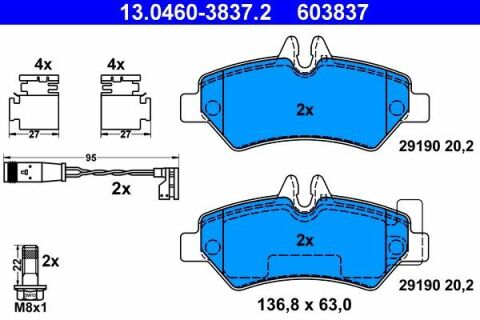 Тормозные колодки (задние) MB Sprinter (W906) 309-519 06-18 (BOSCH) (+датчики)