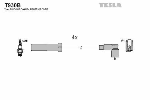 Кабель запалювання к-кт TESLA Renault,Dacia Solenza,Logan 1,4