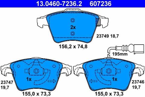 Колодки тормозные (передние) VW T4 92-03/T5 03-15/T6 15-/Multivan T5/T6 03- (+датчик)