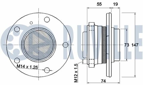 RUVILLE BMW Ступица переднего колеса с подшипником (F20/F30/)