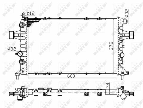 Радіатор охолодження Opel Astra G/Zafira A 1.6-2.2D 98-05 (Економ-клас)