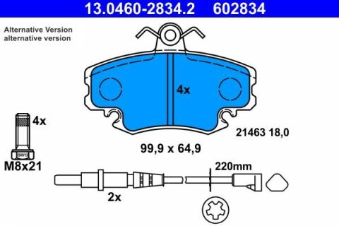 Колодки тормозные (передние) Renault Megane I 96-03 (с датчиками) (TRW)