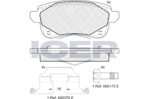 Колодки гальмівні (задні) Renault Megane IV/Scenic IV/Grand Scenic IV/Espace/Talisman 16-