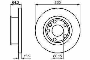 Диск тормозной передний VW T4 1,8-92 (260*16)