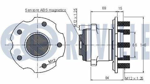 RUVILLE NISSAN Ступица задн. с  ABS Qashqai 1.5 10-, X-Trail 2.0 07-