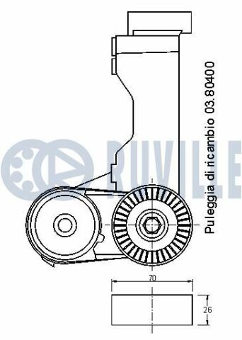 RUVILLE FORD Ролик натяжной Focus 1.8TDCi/TDDi -04, Transit Connect 1.8Di/TDCi 02-.