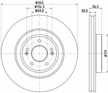 Тормозной диск передн. STINGER 2.0 17-, GENESIS KIA HIGH CARBON