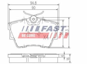 Колодки гальмівні дискові задні RENAULT Trafic 14-, Trafic 00-14; NISSAN Primastar 02-14; OPEL Vivaro 01-14, Vivaro 14-19