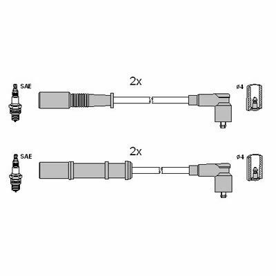 Проводи запалювання Fiat Doblo/Fiorino/Panda/Punto 1.2-1.4LPG 05- (високовольтні) (к-кт) (HÜCO)