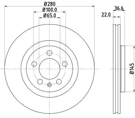 Диск тормозной перед. (вентил.) a3, vw golf 4 skoda octavia seat (280*22)