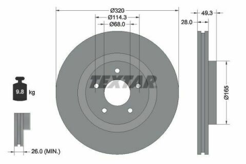 Диск тормозной (передний) Nissan Pathfinder 3.5 4WD 12-(320x28) PRO